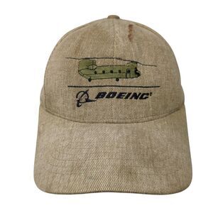 Boeing Snapback Hat Tan One Size Adjustable Embroidered Solid 6 Panel